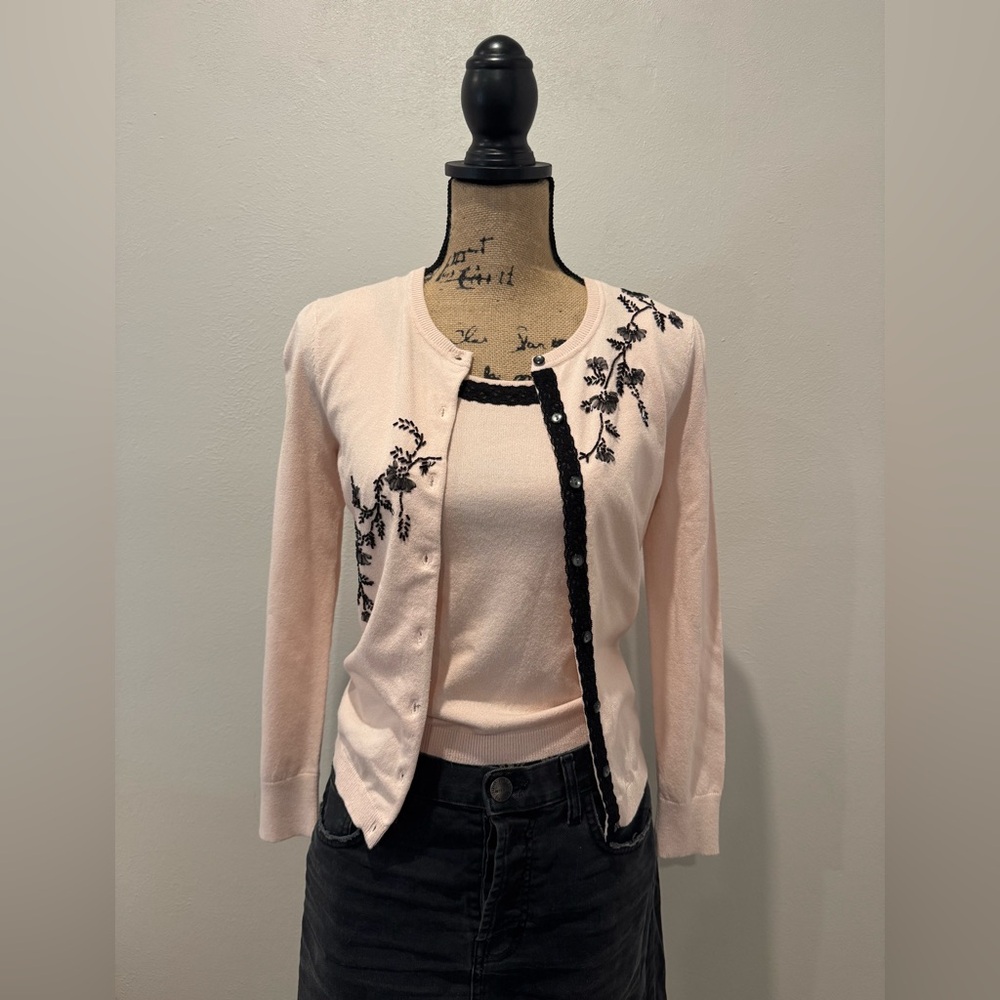 Vintage y2k lace and beaded cardigan set